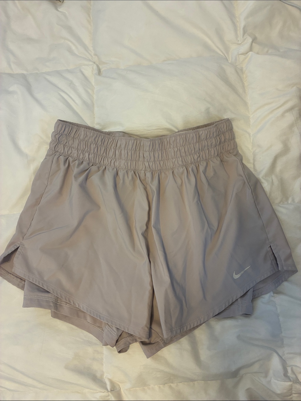 Nike Women's Taupe Double-Layer Athletic Shorts